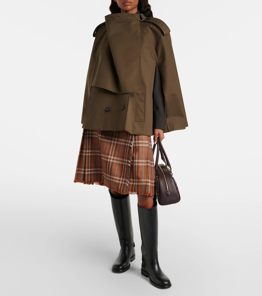 Burberry - Burberry Check wool midi skirt