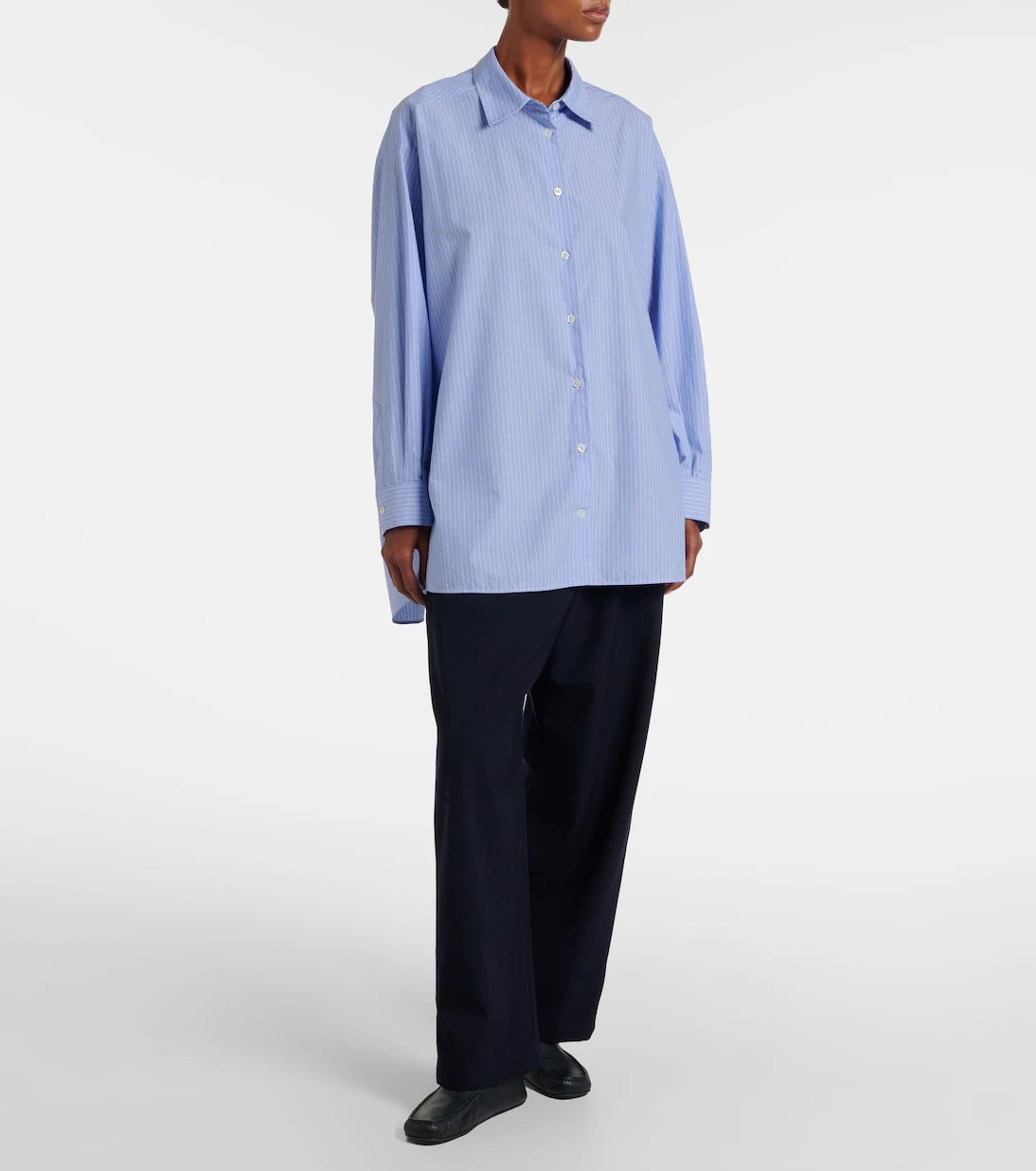 The Row - Luka striped cotton poplin shirt