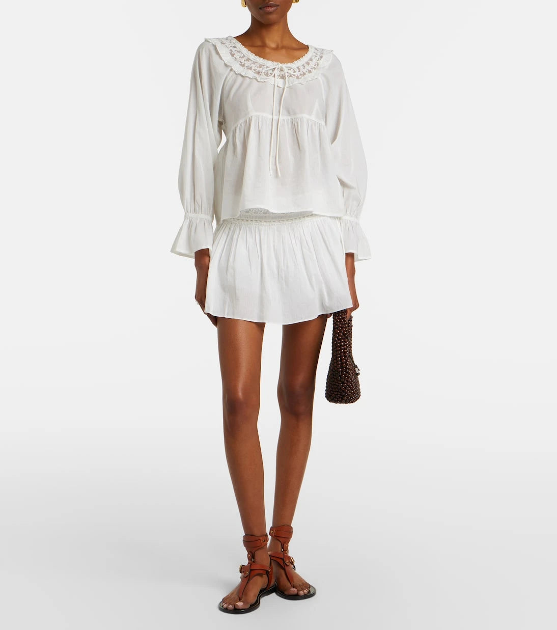 Posse - Danielle lace-trimmed cotton skort