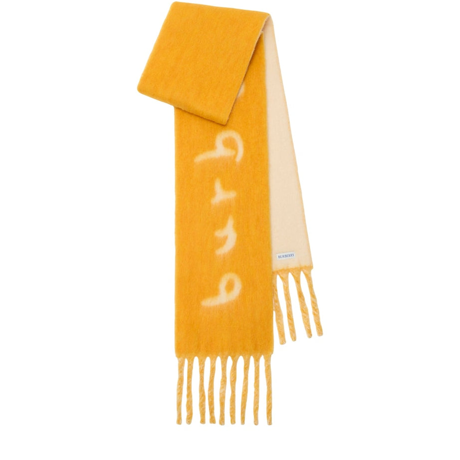 Burberry Yellow Alpaca-Blend Reversible Logo Scarf