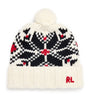 Ivory Wool Pom-Pom Snowflake Beanie
