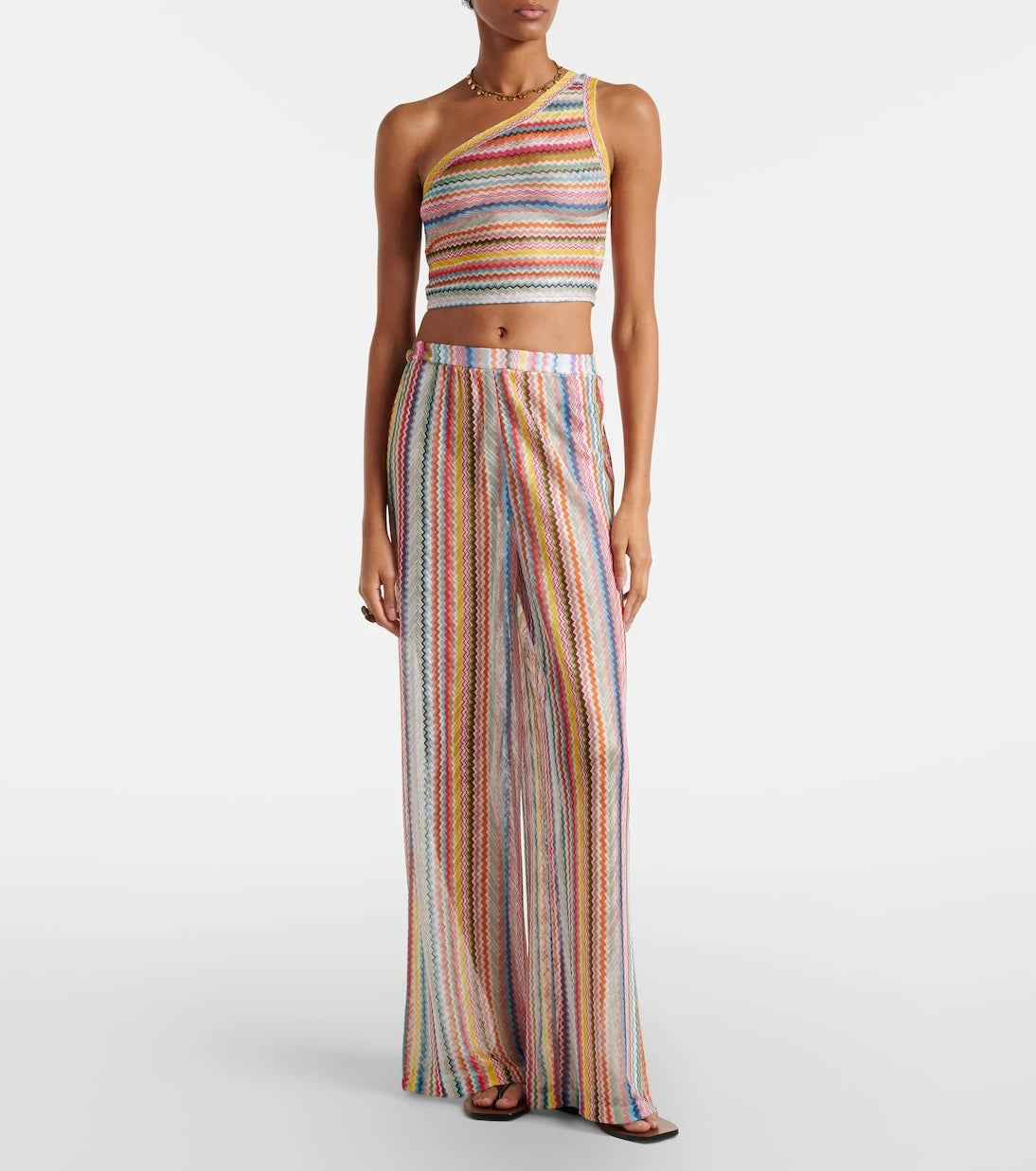 Missoni - توب قصير بكتف واحد بنقشة متعرجة