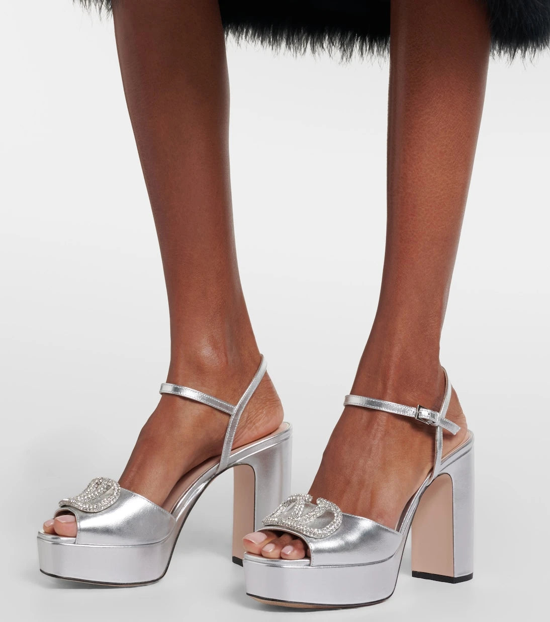 Valentino Garavani - VLogo crystal-embellished leather sandals