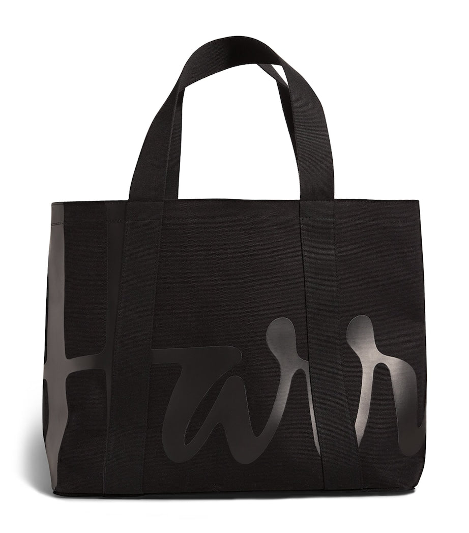 Black Medium Cotton Logo Tote Bag