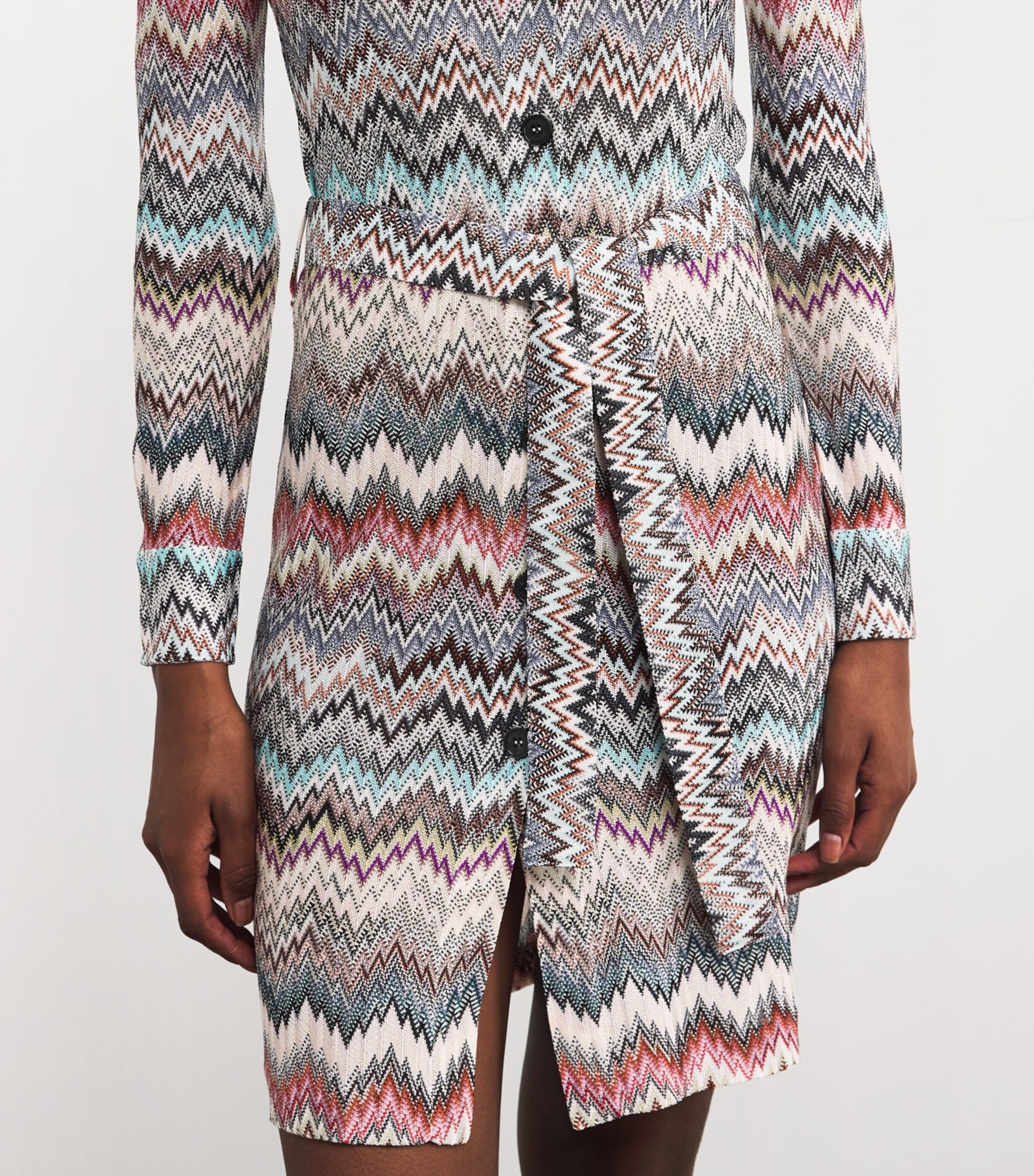 Missoni Multi Knitted Zigzag Shirt Midi Dress