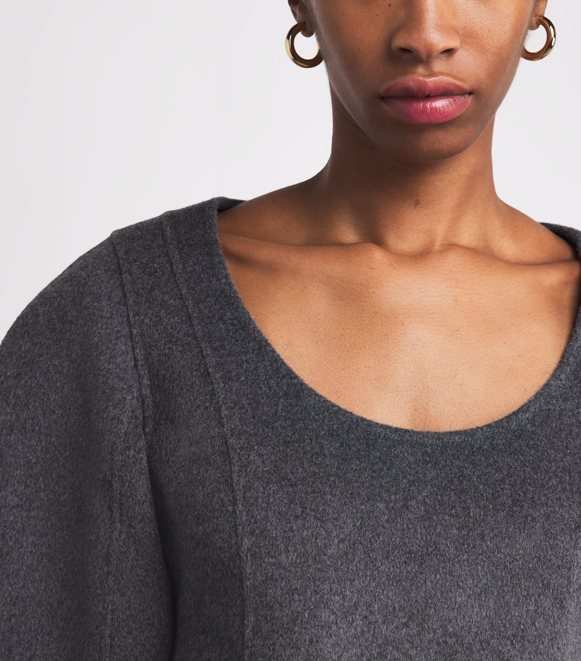 Róhe Grey Wool-Cashmere Peplum Top