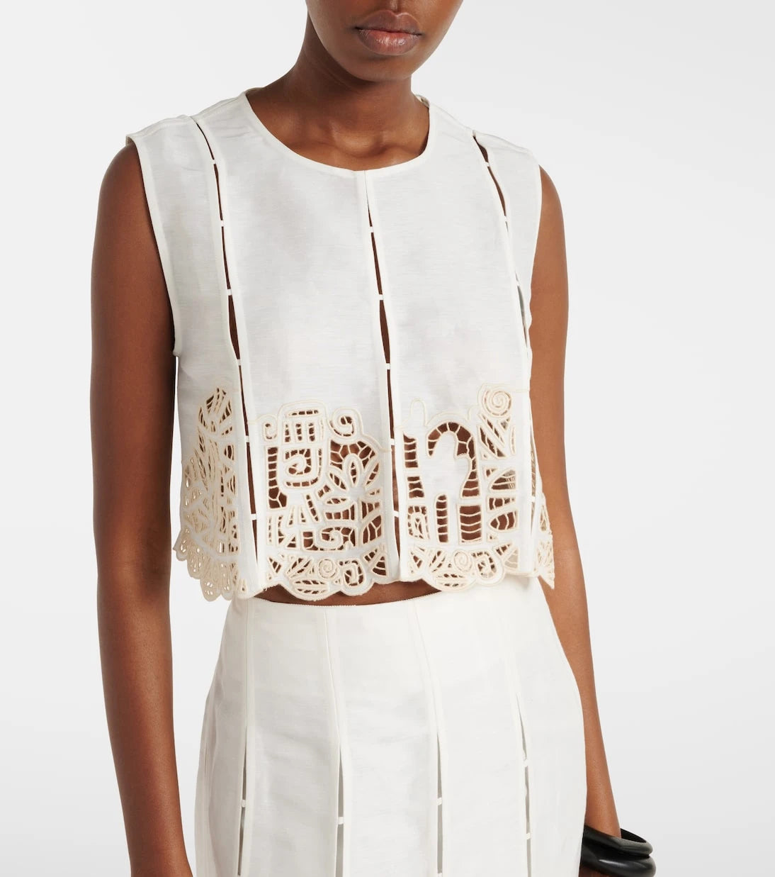 Alémais - Rosemary embroidered linen-blend top