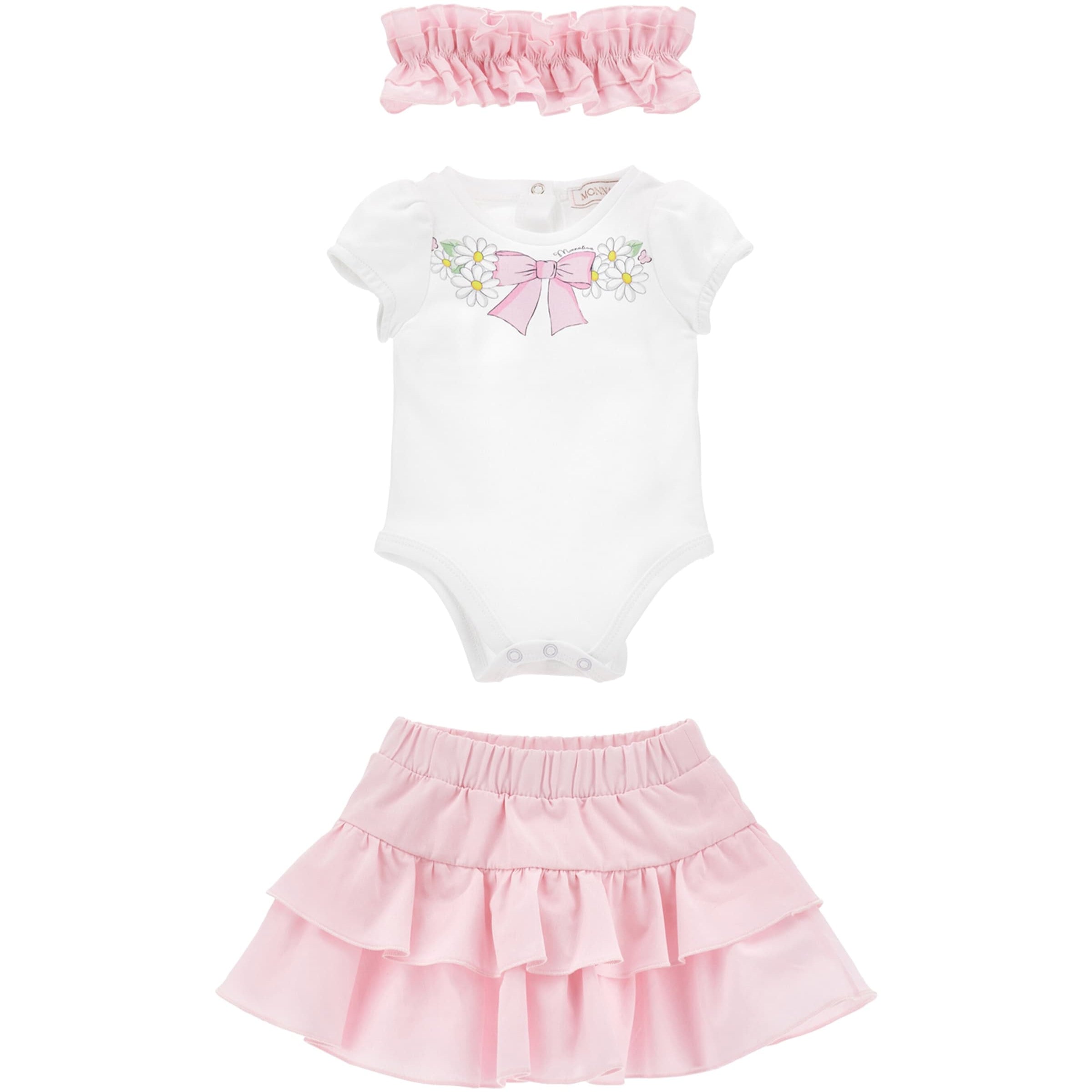 Cotton Bodysuit, Skirt and Headband Set (1-9 Months)