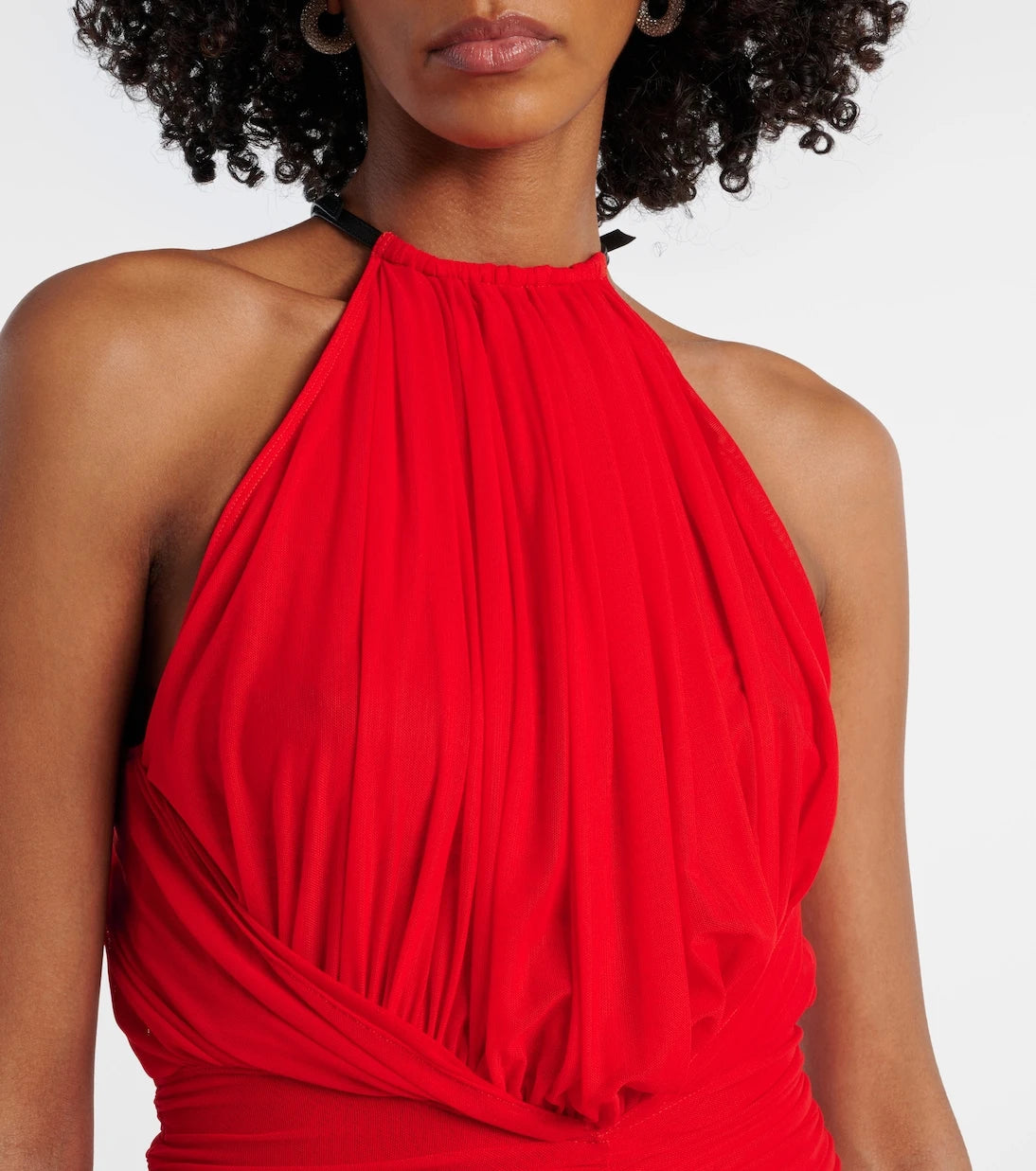 Mugler - Ruched halterneck midi dress