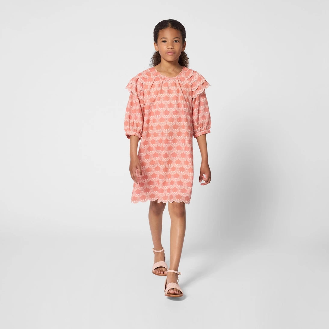 Chloé Kids - Printed scalloped cotton dress