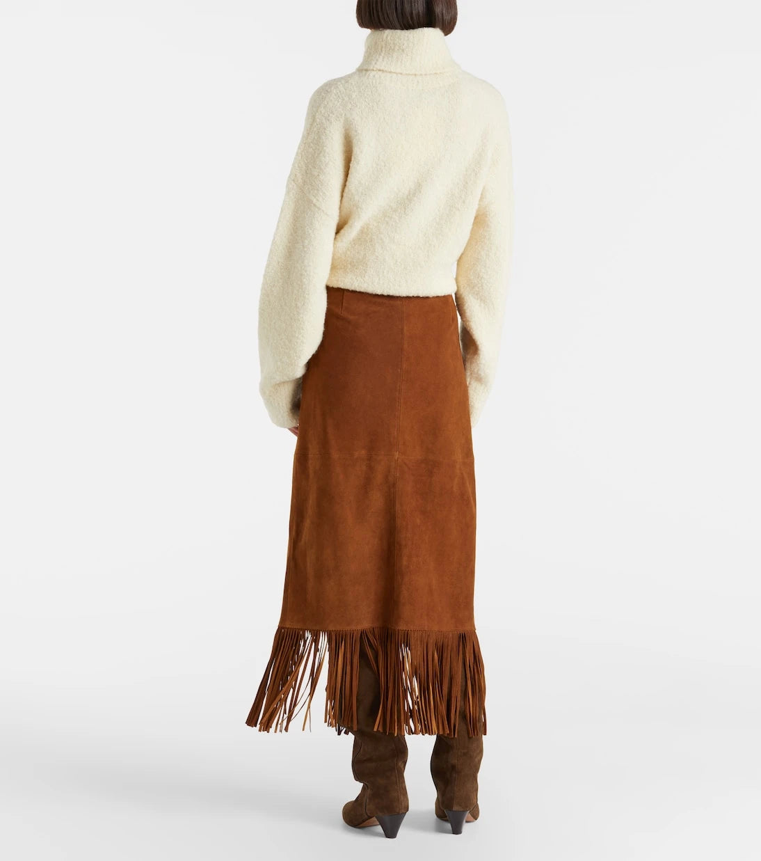 Polo Ralph Lauren - Fringed suede midi skirt