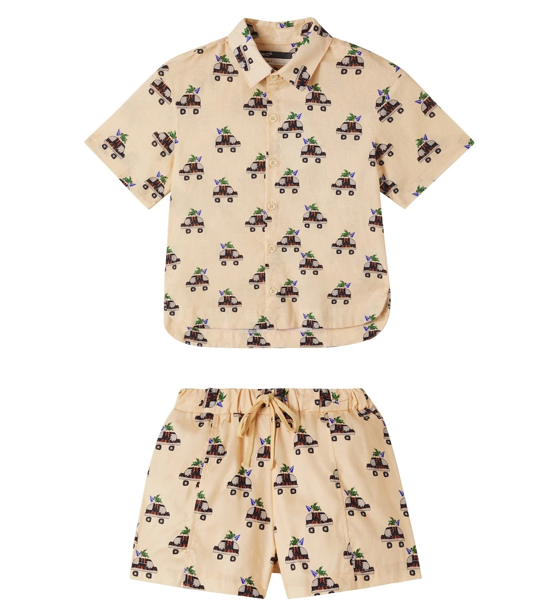 Fábula - Printed cotton shirt and shorts set
