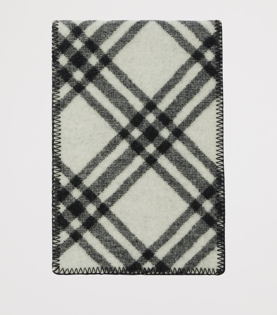 Black Wool Check Scarf
