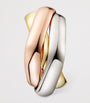 Cartier White, Rose and Yellow Gold Trinity Box Earrings