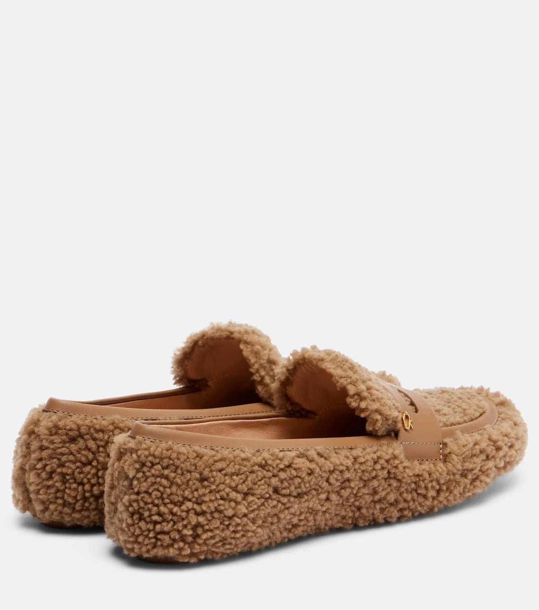 Gianvito Rossi - Deri şeritli shearling makosenler