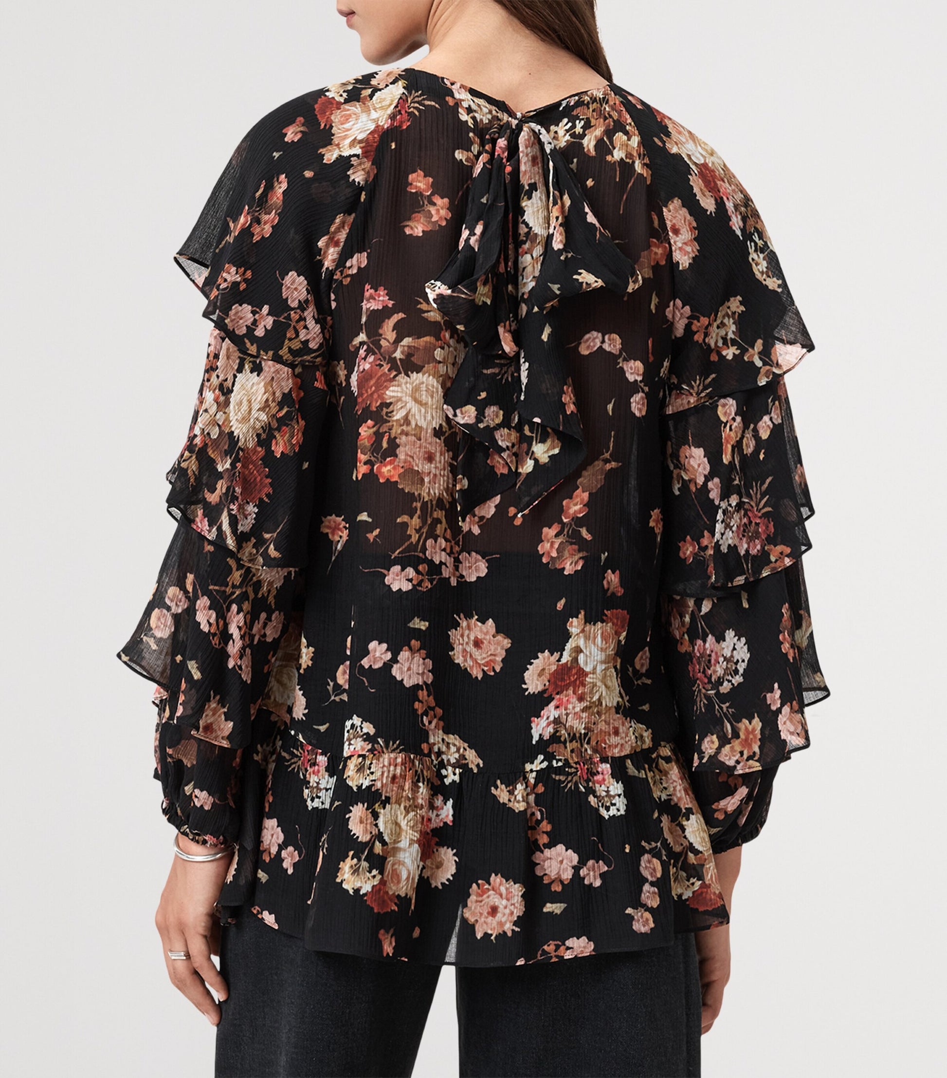 AllSaints Black Viscose-Silk Lissie Blouse