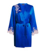 Blue Silk Lace-Trim Bénédicte Short Robe