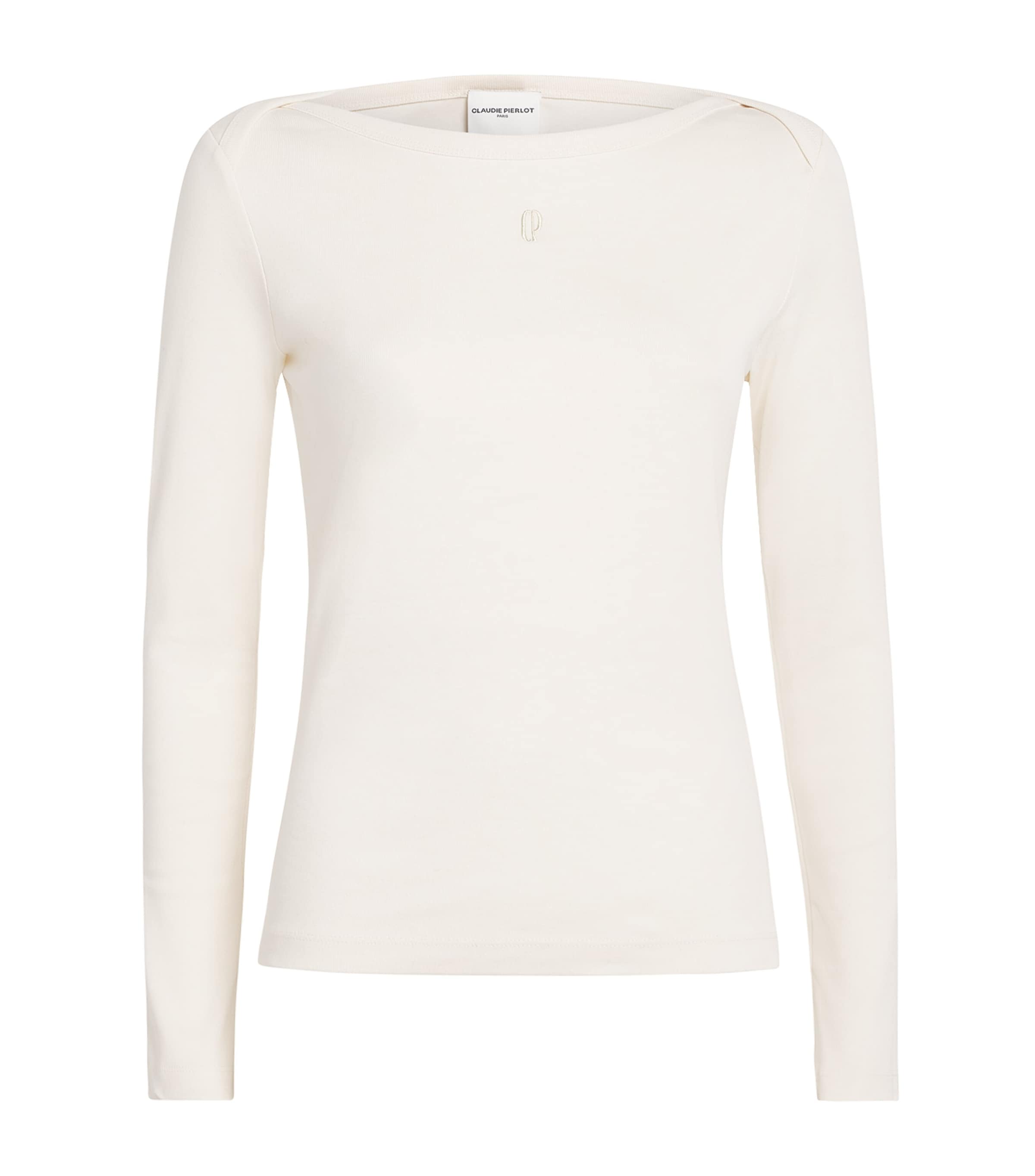 Claudie Pierlot White Cotton Long-Sleeve T-Shirt