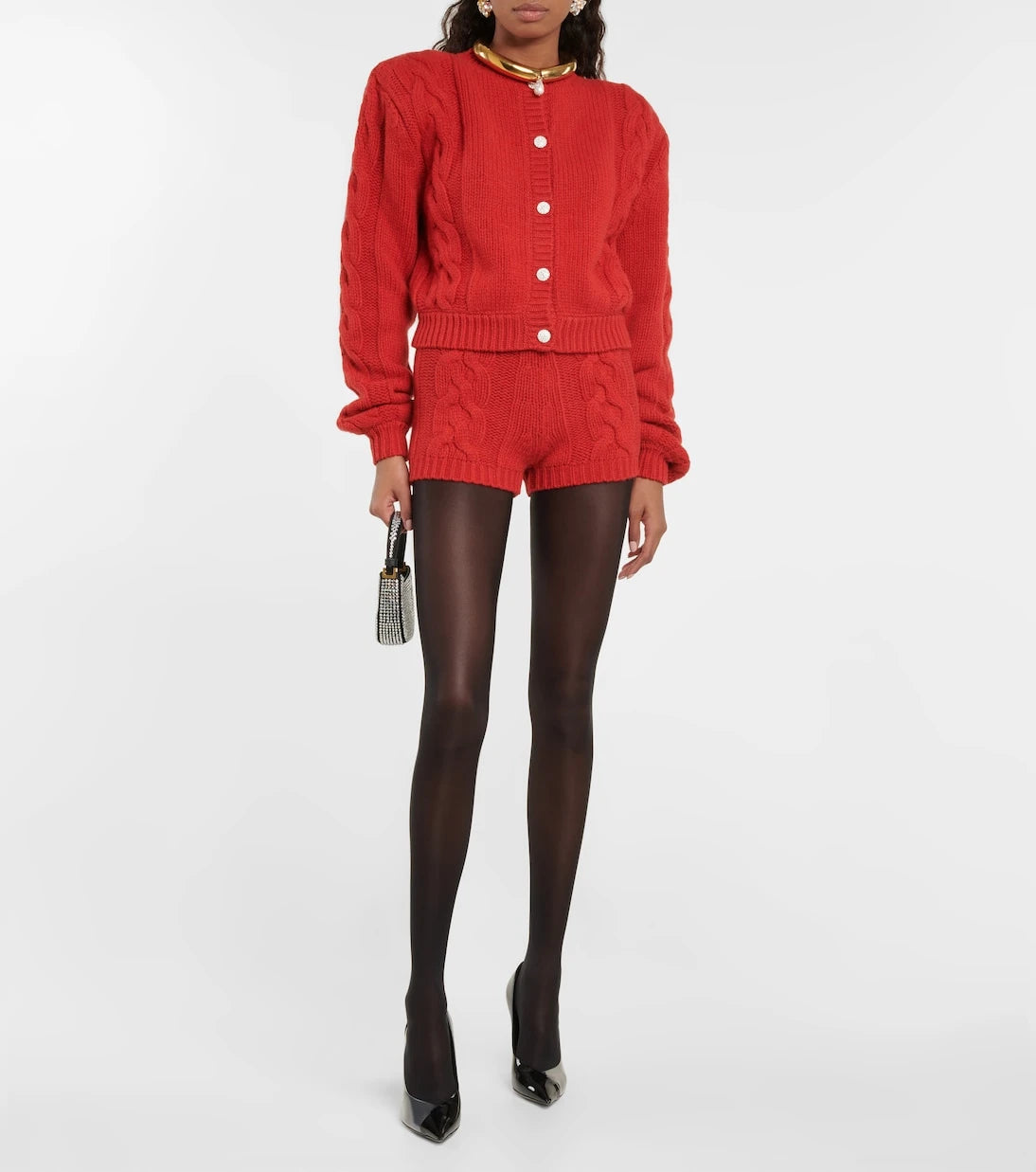 Magda Butrym - Cable-knit cashmere shorts