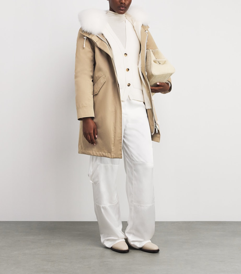 Yellow Fox-Rabbit Blended-Cotton Parka (85cm)