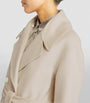 Yves Salomon Beige Wool-Cashmere Fur-Trim Pea Coat