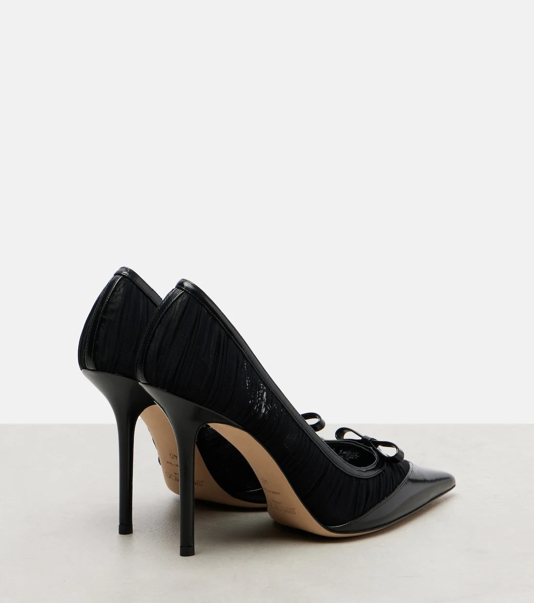 Jimmy Choo - حذاء بكعب Love 100 شبكي مزين بالجلد