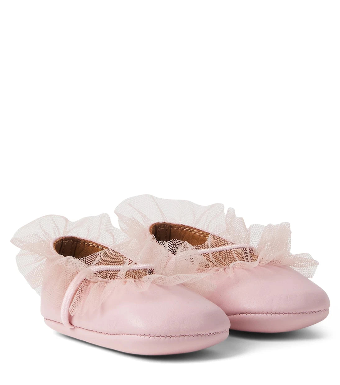 PèPè - Baby tulle-trimmed leather ballet flats
