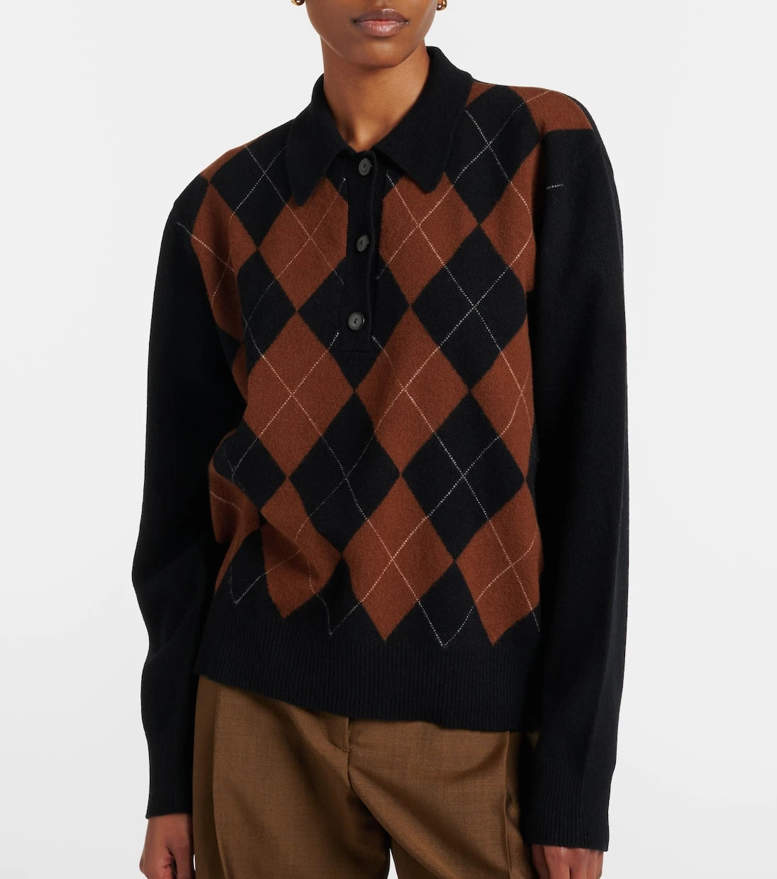 Róhe - Argyle wool polo sweater