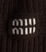 Miu Miu Brown Wool-Cashmere-Blend Logo Beanie