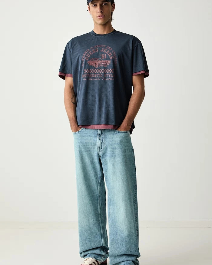Guess Jeans erkek deri tişört