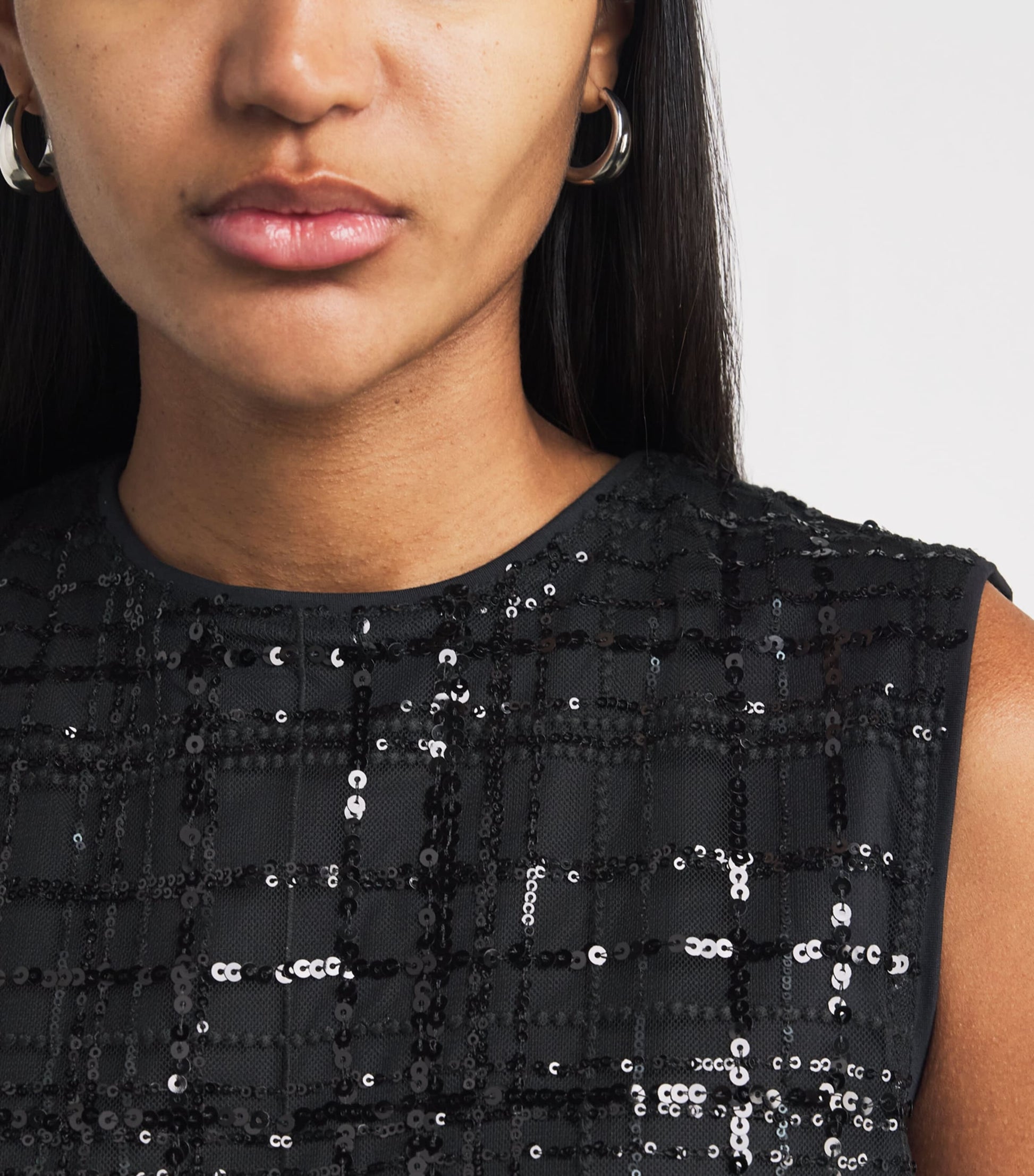 MAX&Co. Black Sequin Check Mini Dress