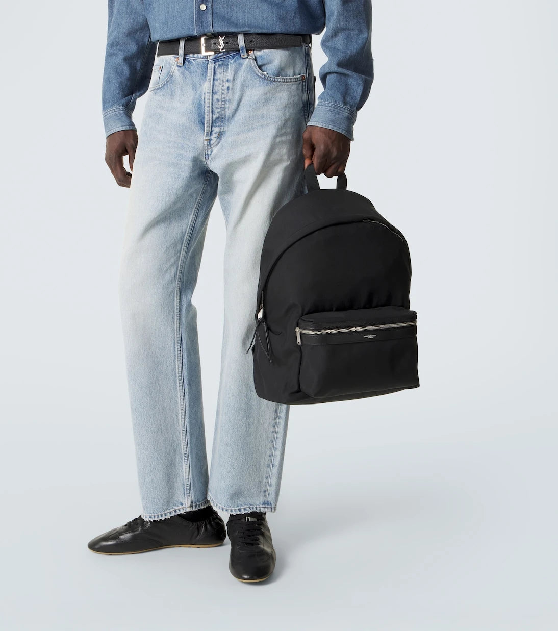 Saint Laurent - City leather-trimmed canvas backpack