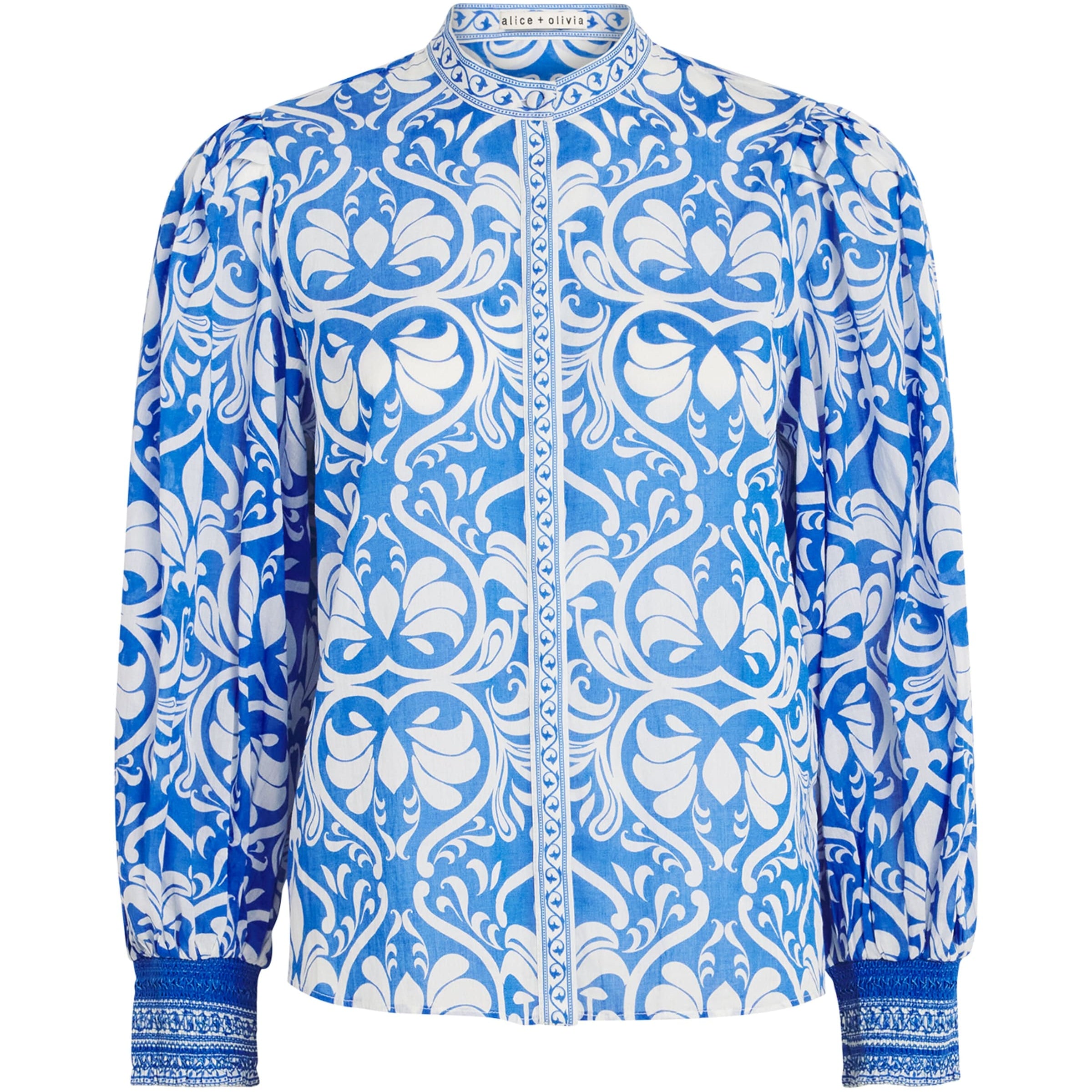 Alice+Olivia Blue Cotton April Pleated Blouse