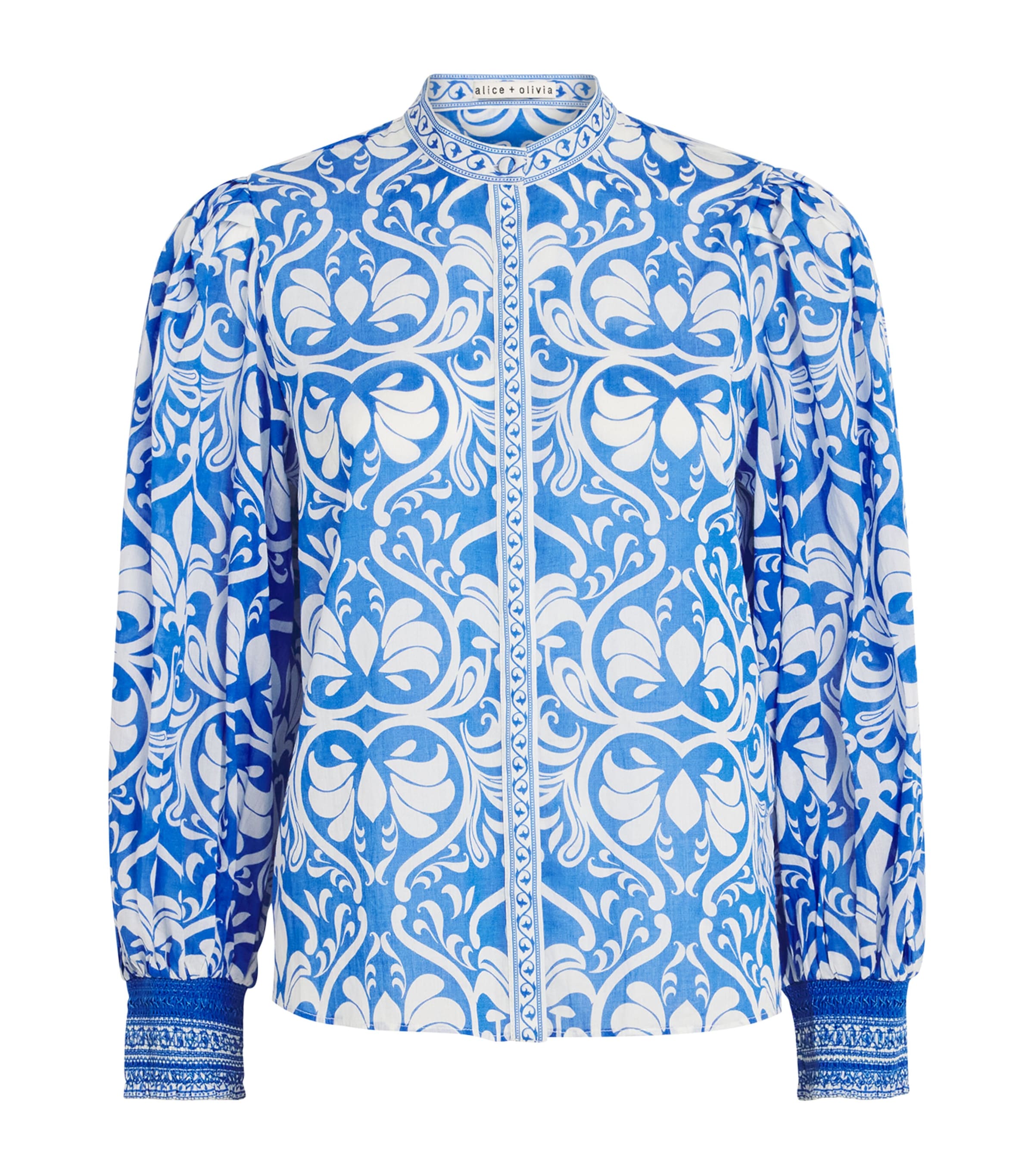 Alice+Olivia Blue Cotton April Pleated Blouse