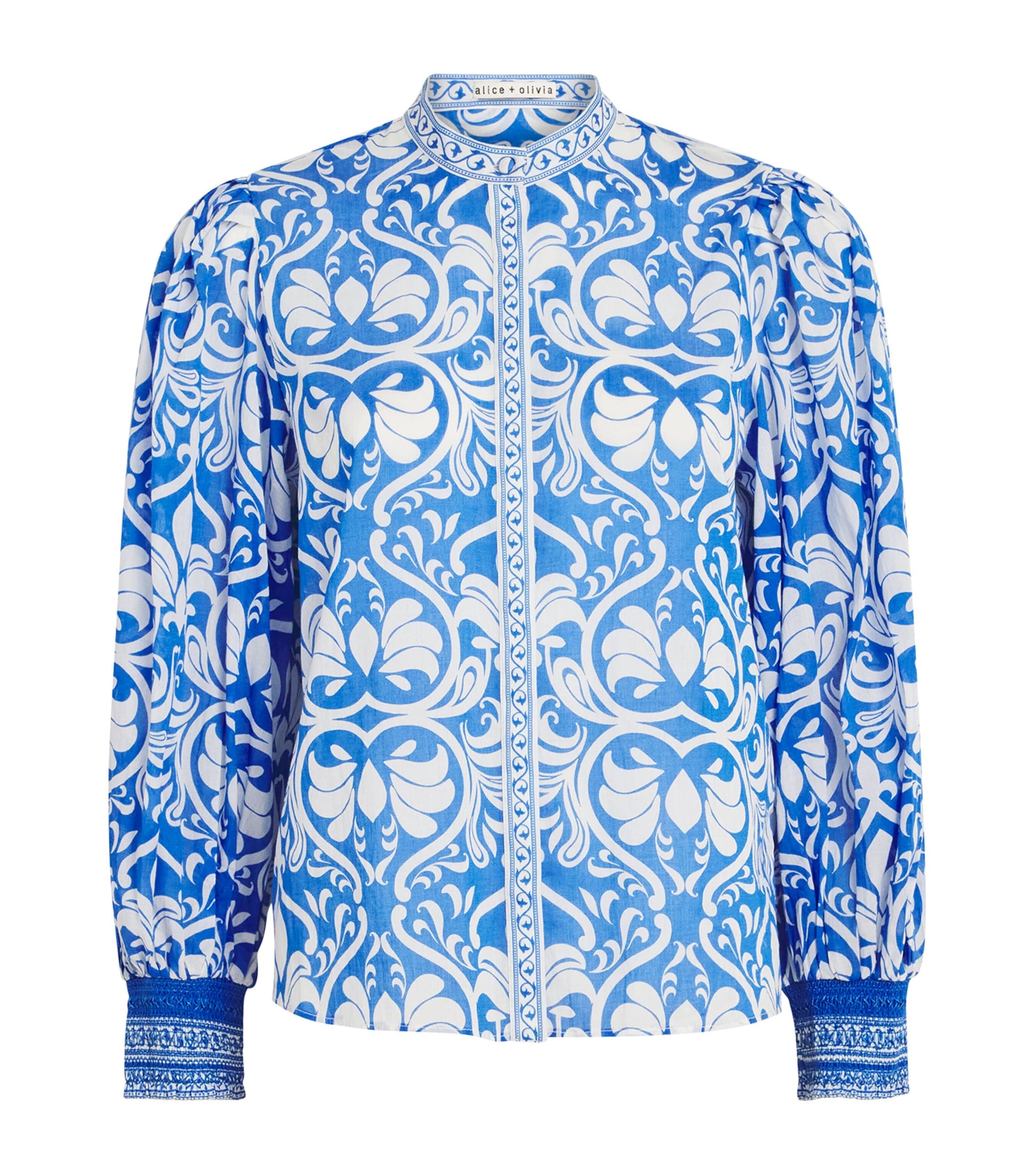 Alice+Olivia Blue Cotton April Pleated Blouse