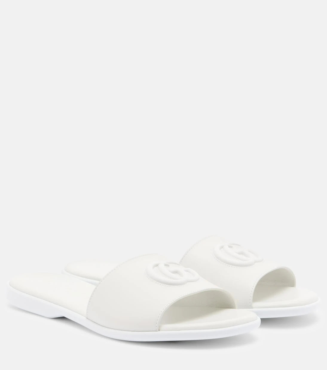 Gucci - Double G leather slides