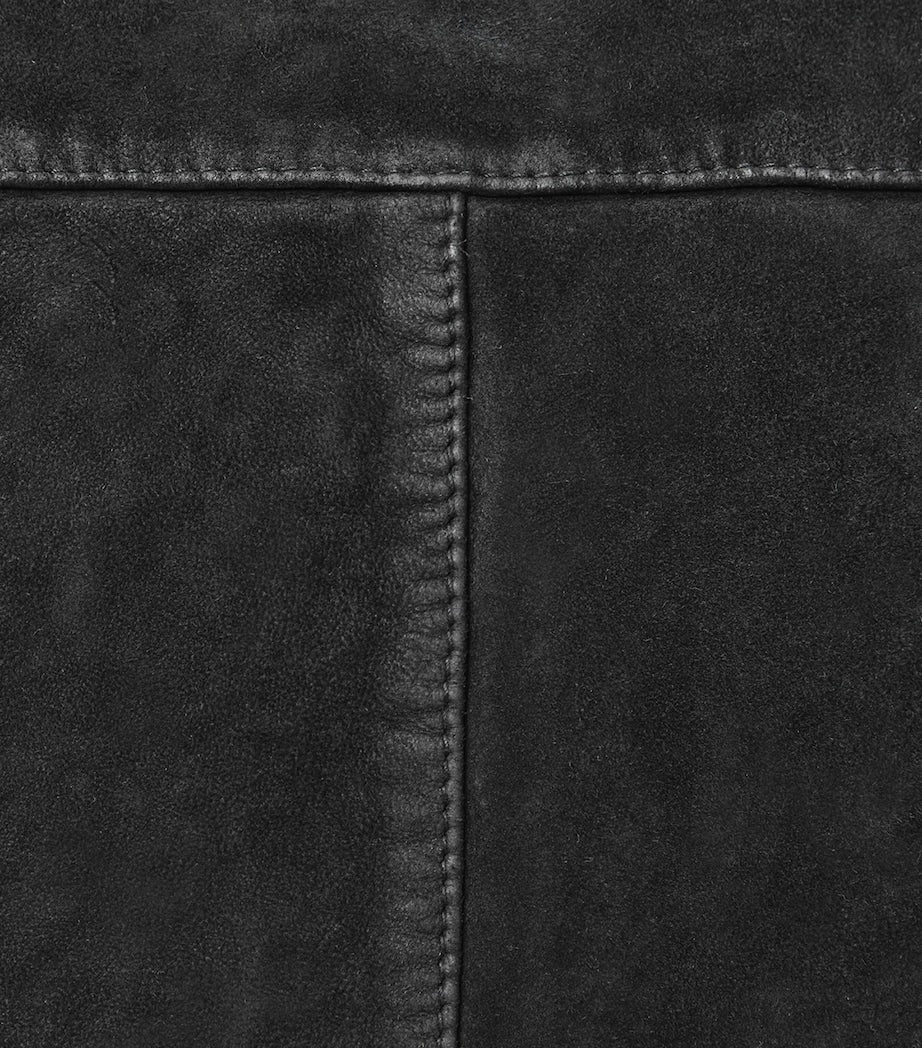 AllSaints Black Suede Kemble Bomber Jacket