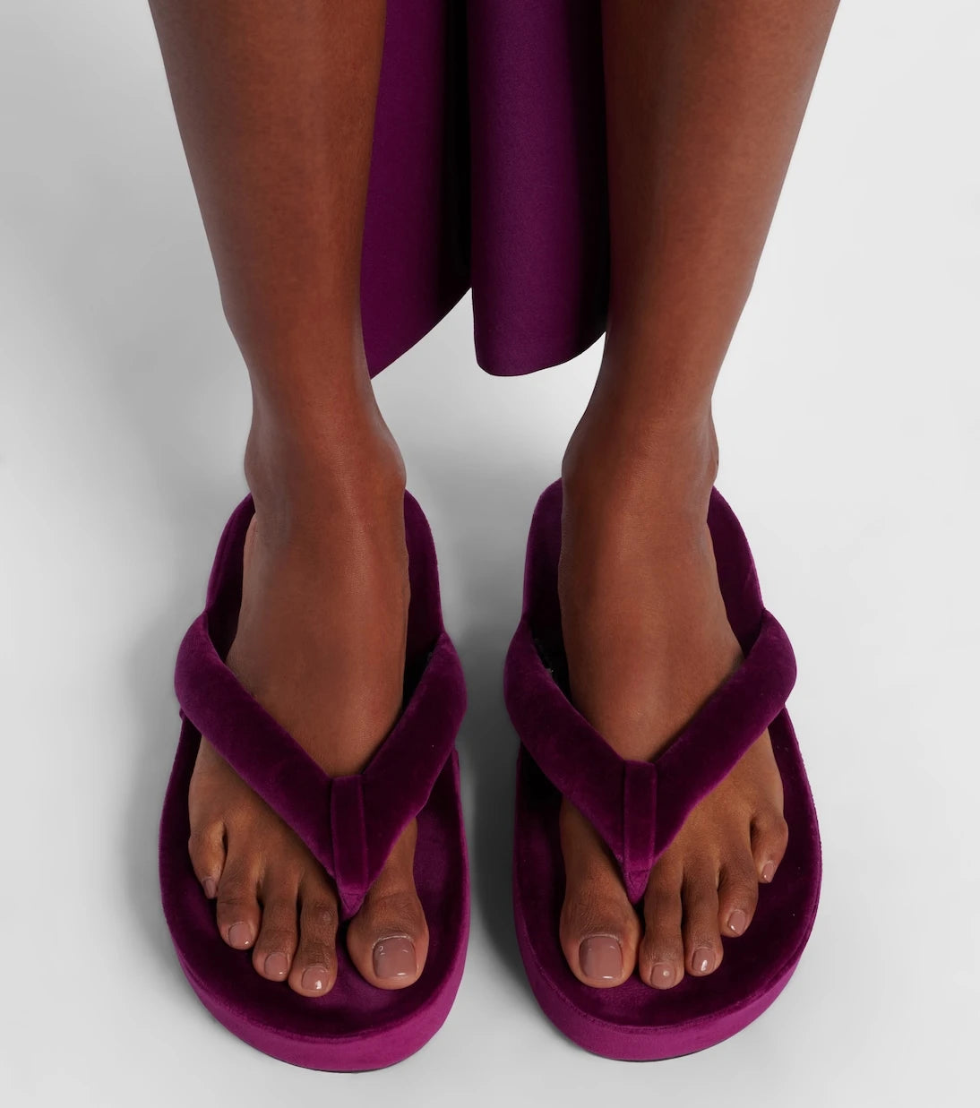 Balenciaga - Jet Lag velvet platform thong sandals