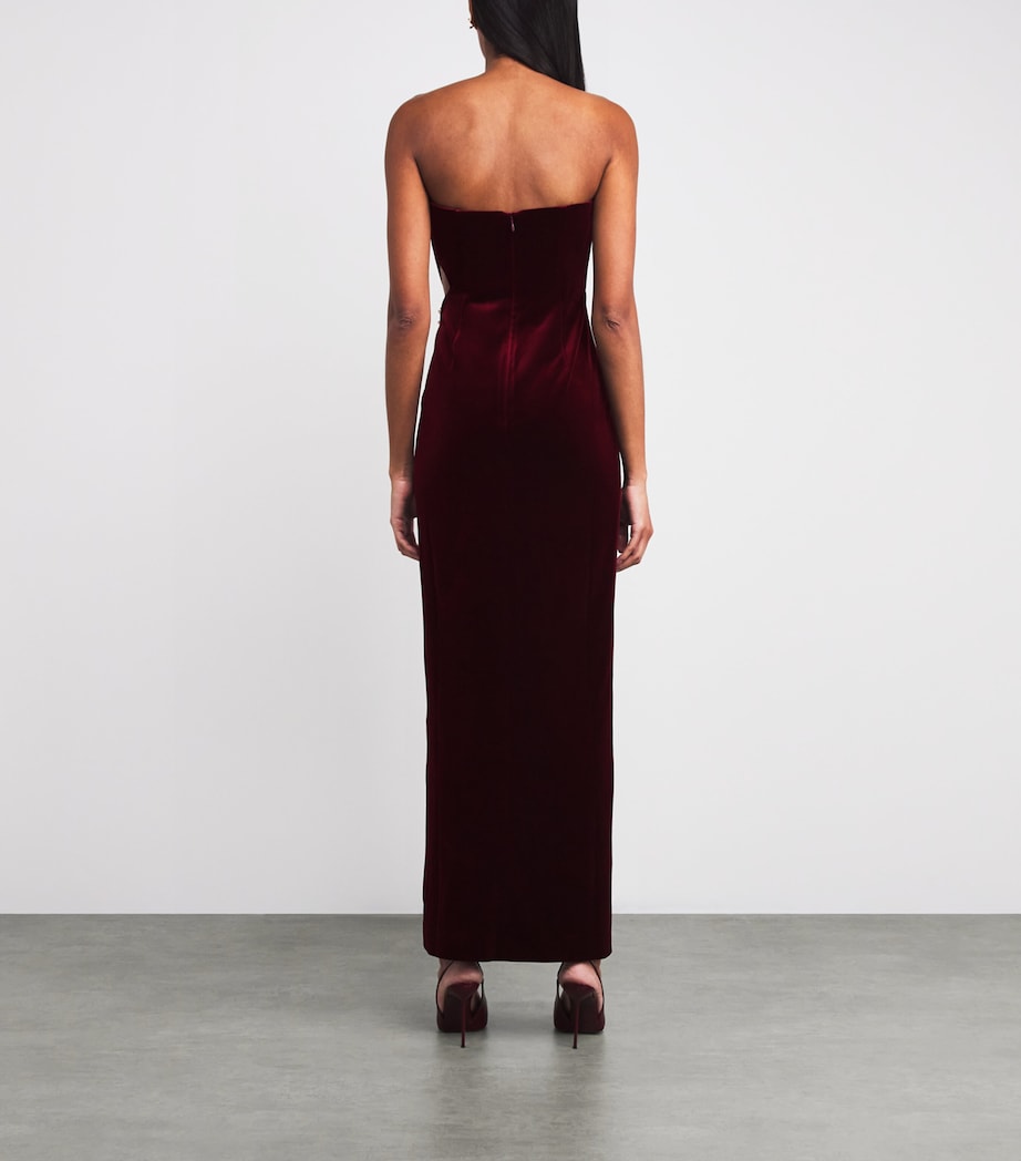 Self-Portrait Burgundy Velvet Strapless Maxi Dress
