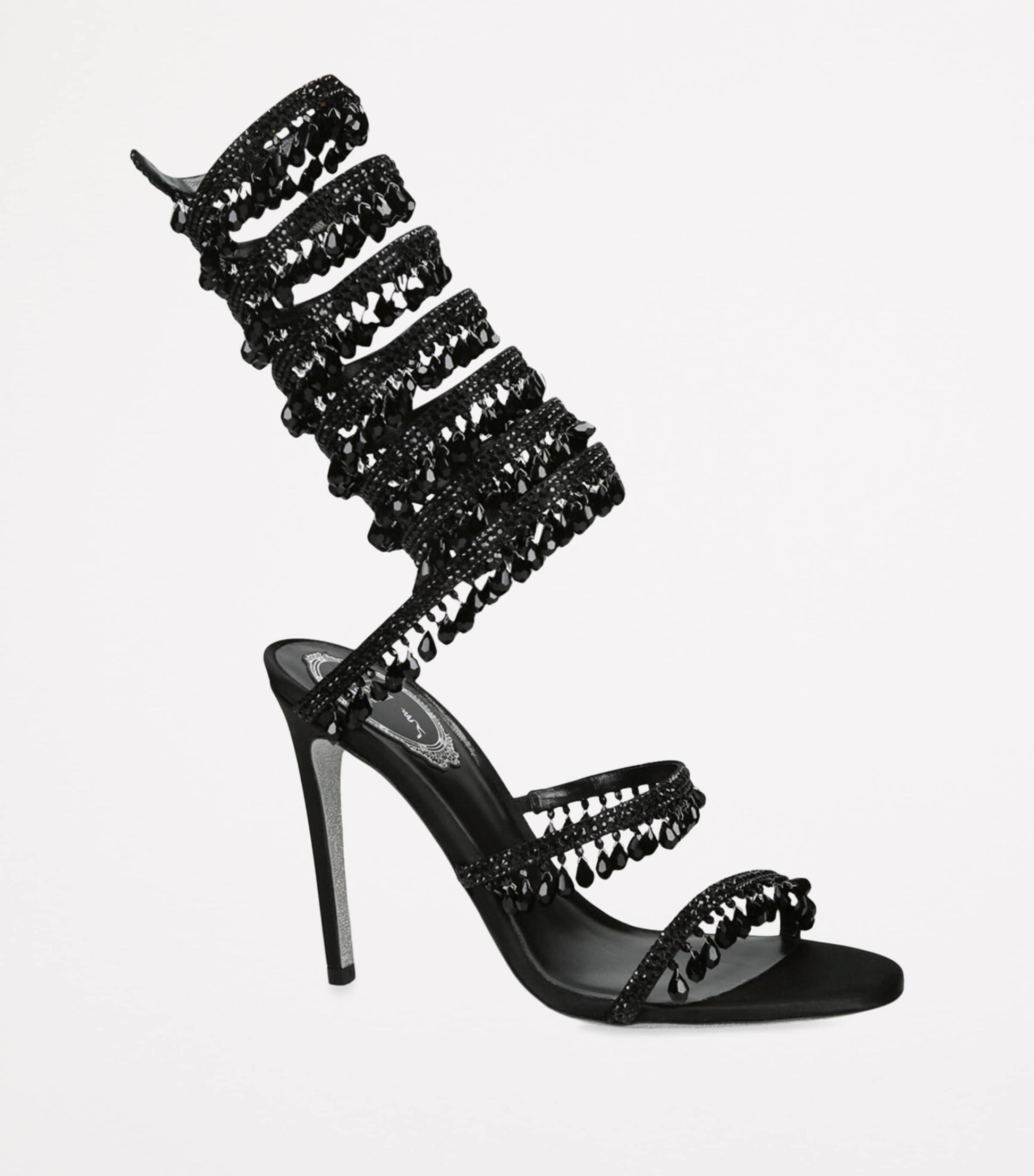 René Caovilla Black Chandelier Heeled Sandals 105