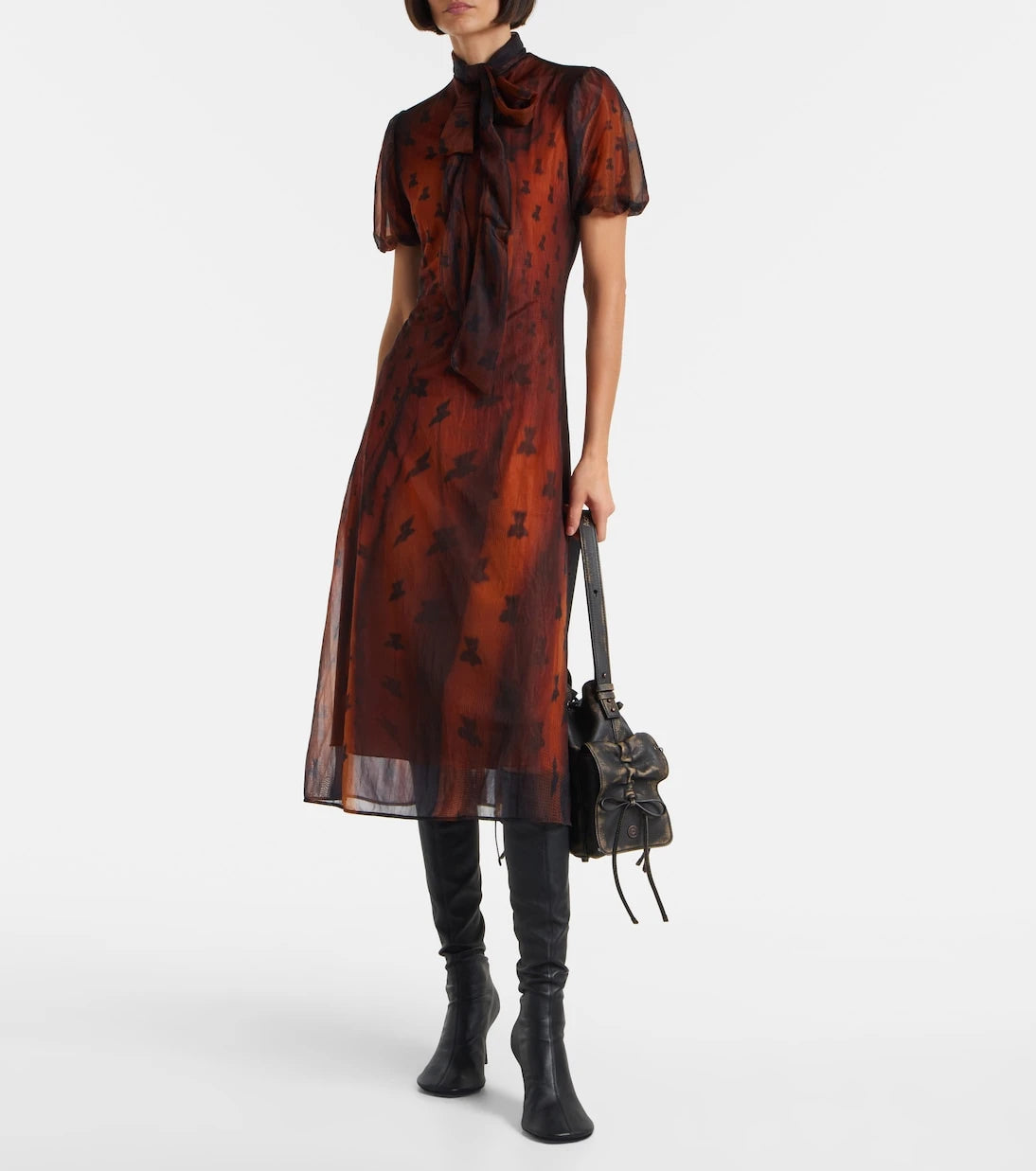 Acne Studios - Bow-detail printed sheer midi dress