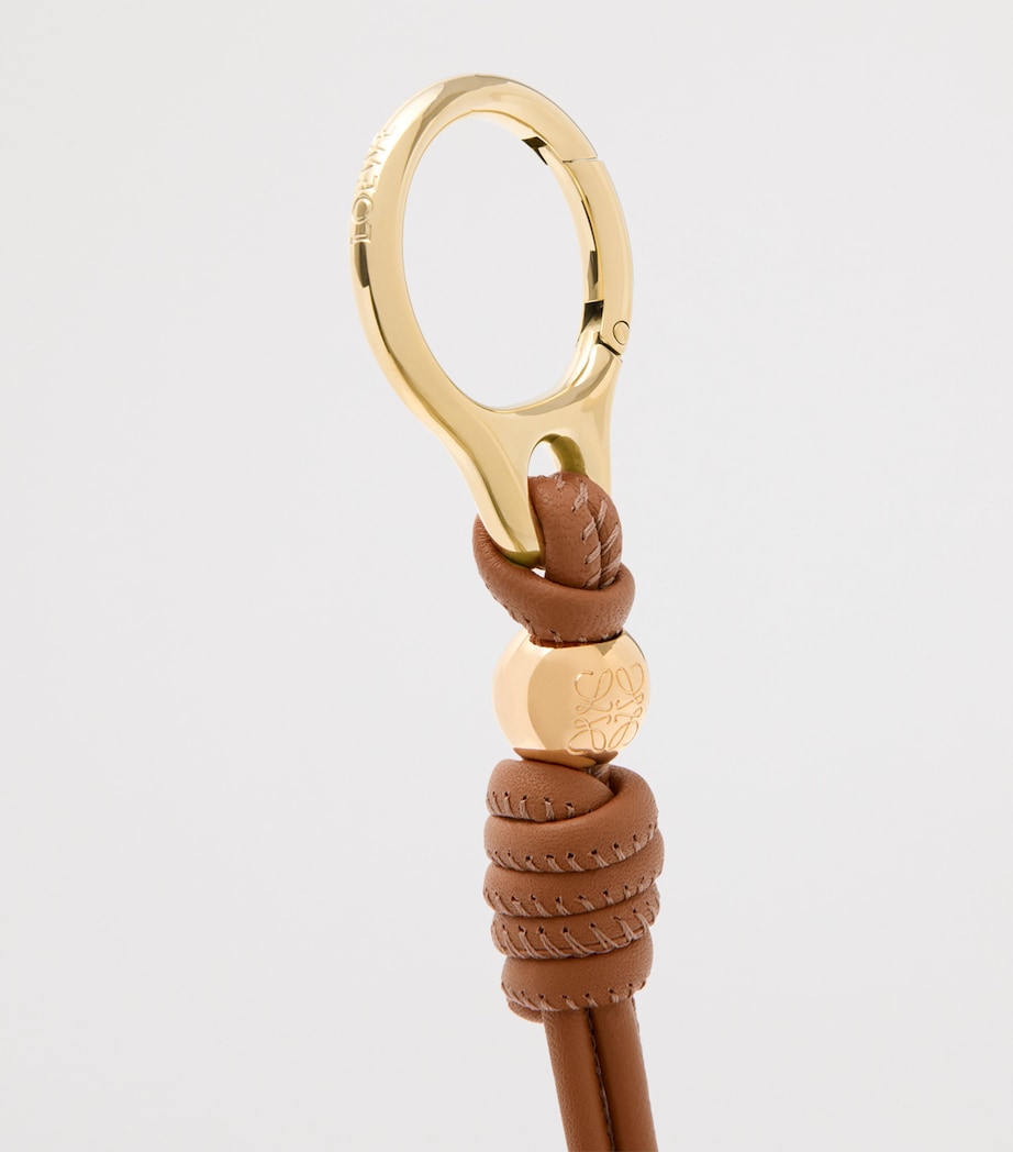 LOEWE Beige Leather Fringe Pebble Keyring