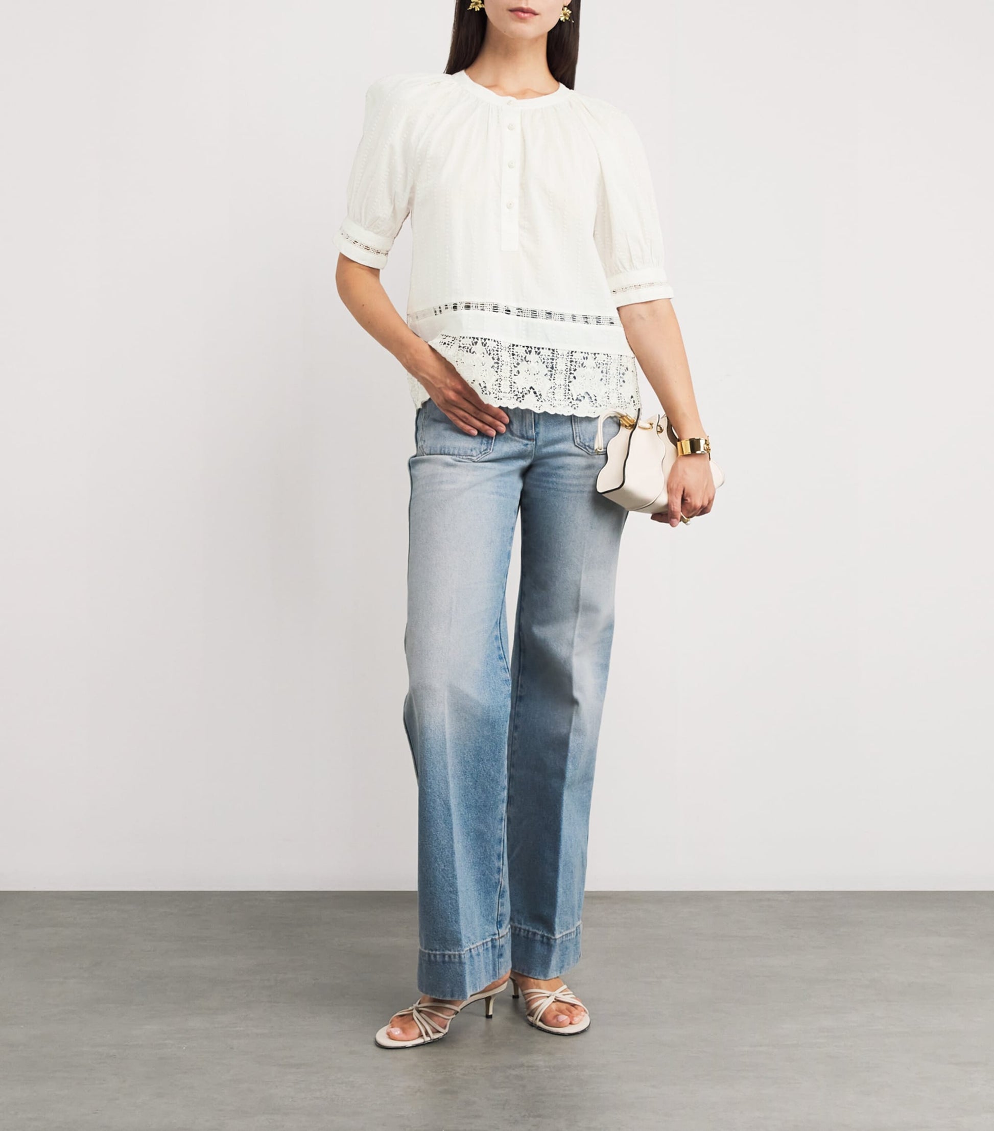 Cotton Lace-Trim Faye Blouse