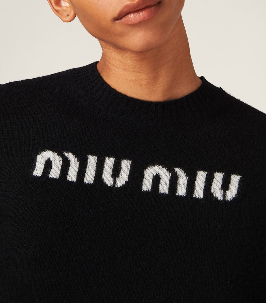 Black Cashmere Logo Sweater