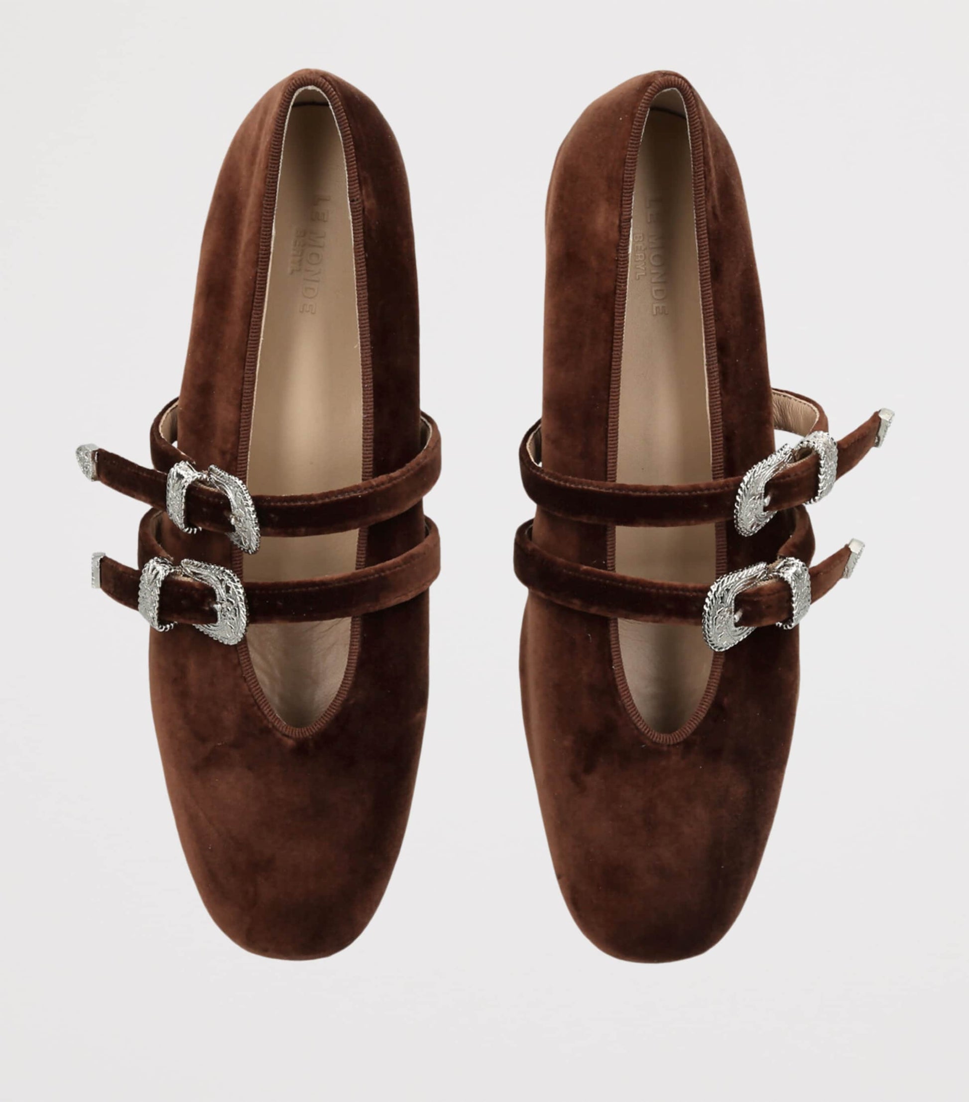 Le Monde Beryl Brown Velvet Claudia Ballet Flats