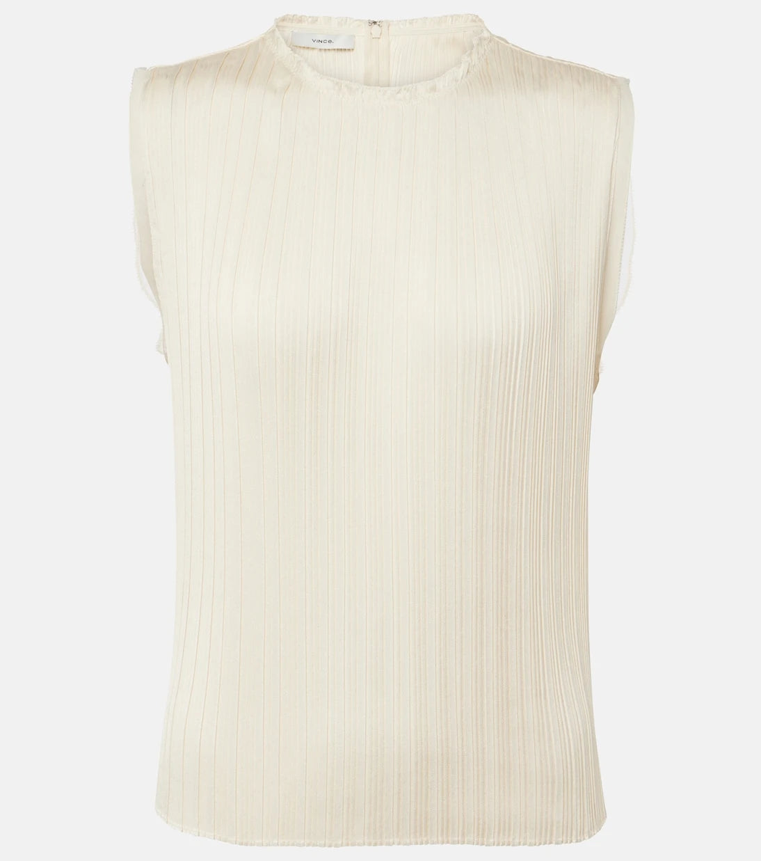 Vince - Chiffon-trimmed pleated satin top