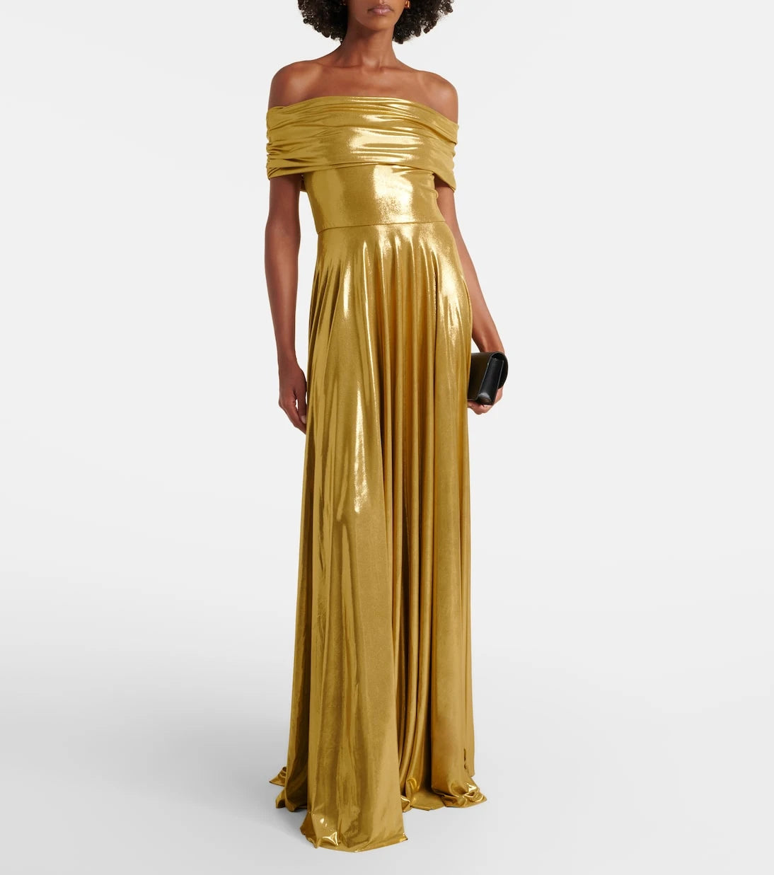 Norma Kamali - Off-shoulder lamè maxi dress