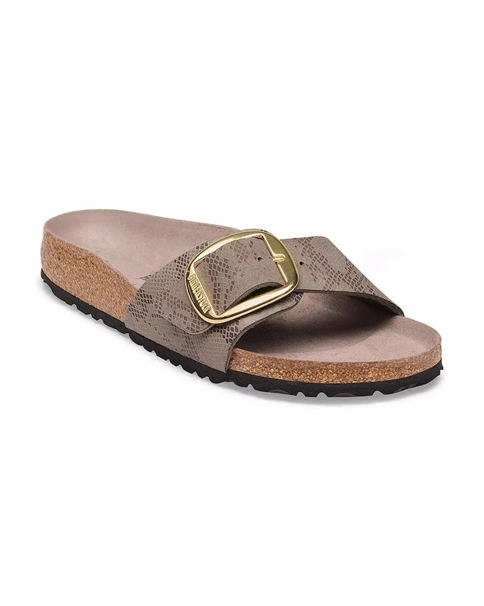 Birkenstock düz tabanlı kadın terlik Madrid Big Buckle Synthetics