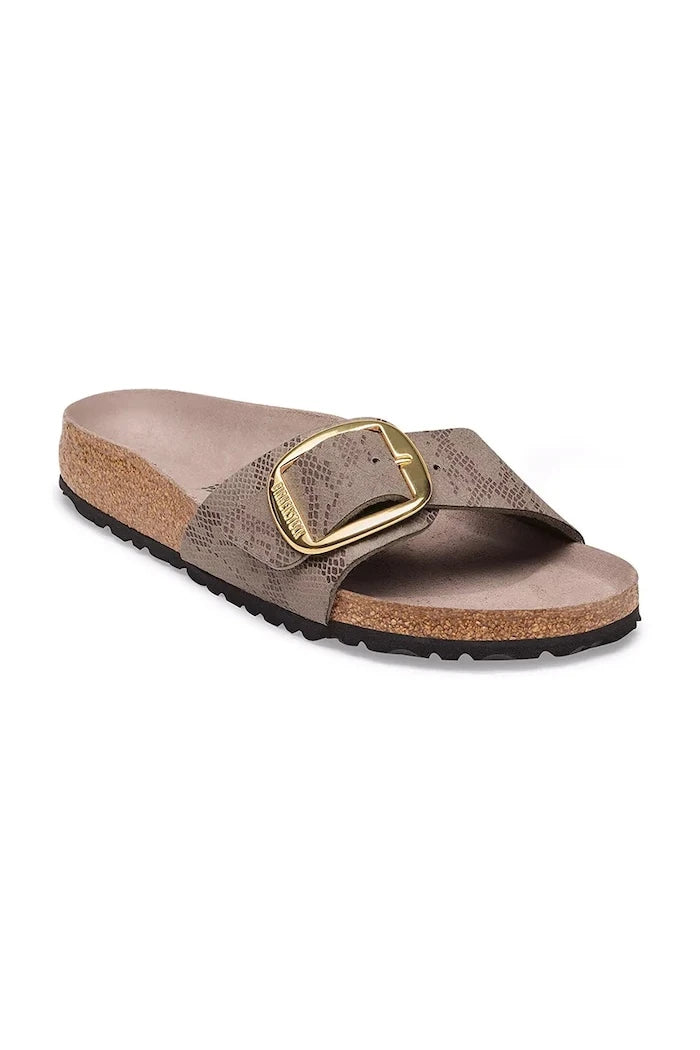 Birkenstock düz tabanlı kadın terlik Madrid Big Buckle Synthetics