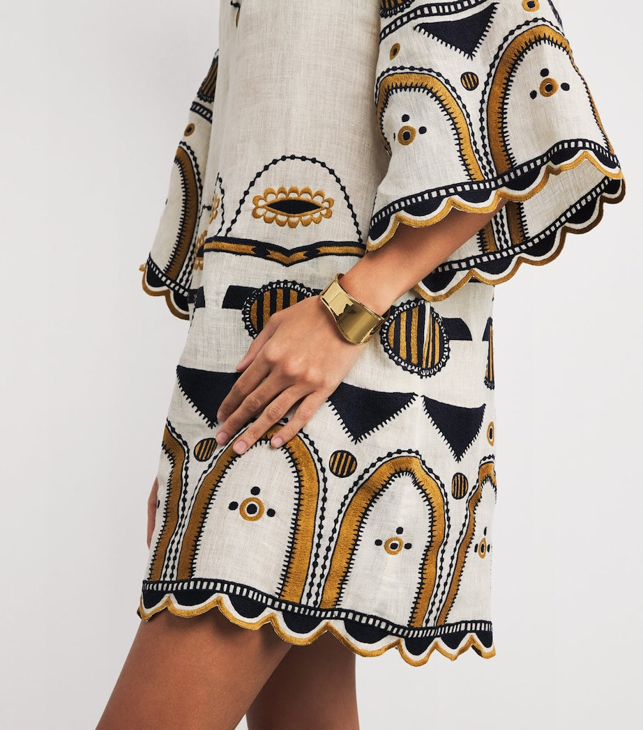 Eres Nude Linen Medallion Kaftan